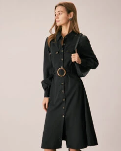 The Black Belted Button-Down Shirt Midi Dress 9 The Black Belted Button-Down Shirt Midi Dress -Outlet Dress Mix Up Store the belted button down shirt dress dresses ewls5u