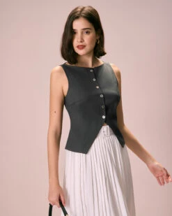 The Grey Boat Neck Button Tank Top -Outlet Dress Mix Up Store the black boat neck button tank top tops mfitc2 f118d9ba 1611 41e0 a763 6cc3f7c66afc