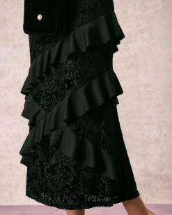 The Black V-Neck Ruffle Tiered Maxi Dress -Outlet Dress Mix Up Store the black burnout ruffle maxi dress dresses b4m0zg
