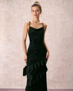The Black V-Neck Ruffle Tiered Maxi Dress -Outlet Dress Mix Up Store the black burnout ruffle maxi dress dresses w1hrjf