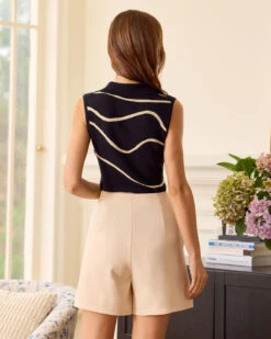 The Black Collared Knit Tank Top 9 The Black Collared Knit Tank Top -Outlet Dress Mix Up Store the black collared wave tank top tops 0h2qro