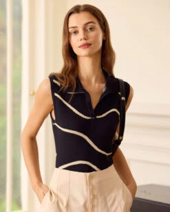 The Black Collared Knit Tank Top