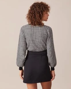 The Black Plaid Colorblock Knit Cardigan -Outlet Dress Mix Up Store the black colorblock knit cardigan tops xcbdwy 915257