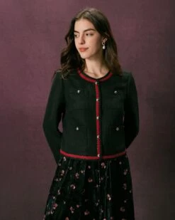 The Black Colorblock Button Tweed Jacket -Outlet Dress Mix Up Store the black colorblock tweed jacket outerwear aler9d 339661