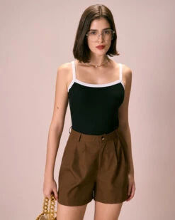 The Black Contrast Knit Cami Top -Outlet Dress Mix Up Store the black contrast knit cami top tops i3scih