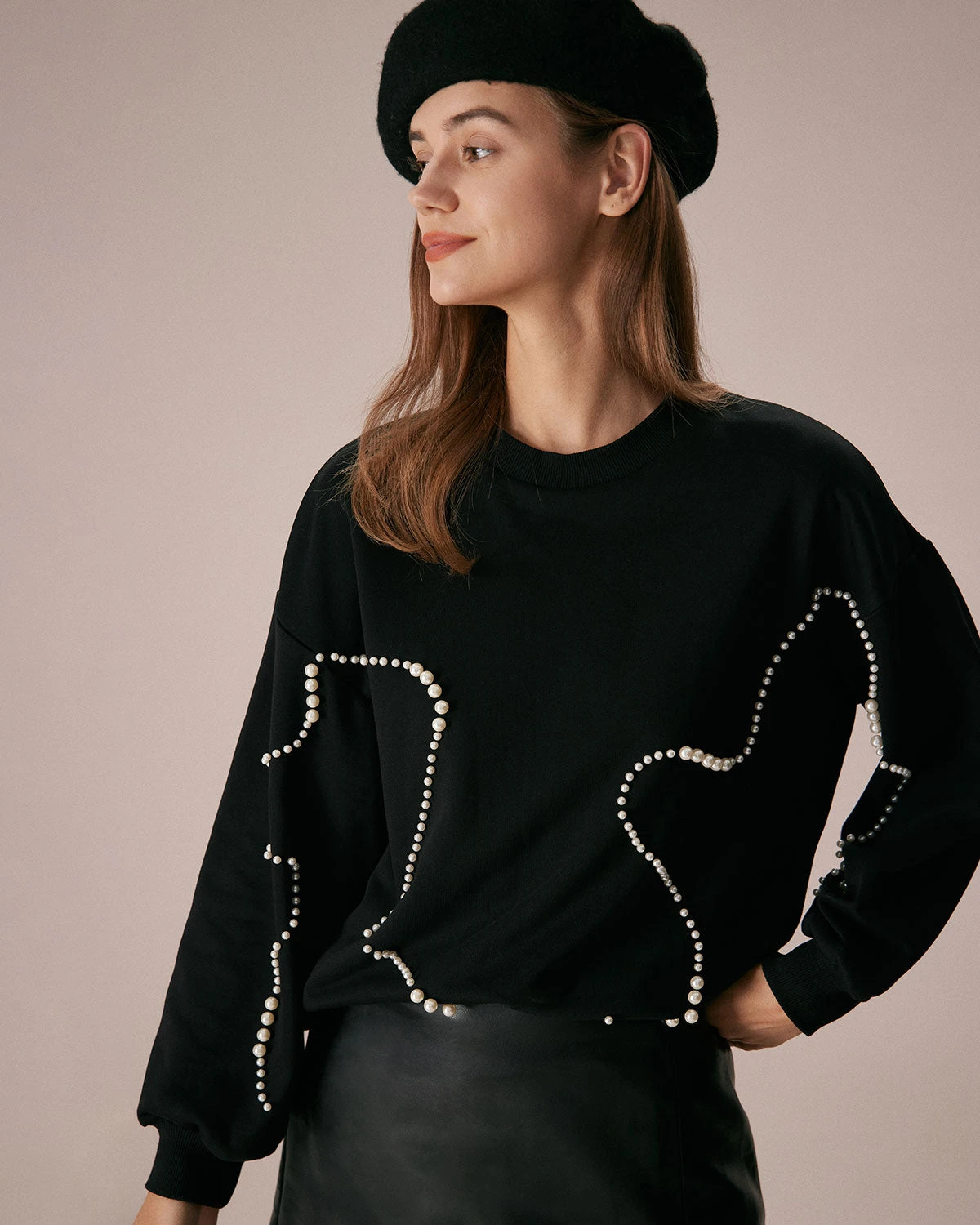 The Black Crew Neck Pearl Sweatshirt 4 The Black Crew Neck Pearl Sweatshirt - Image 4