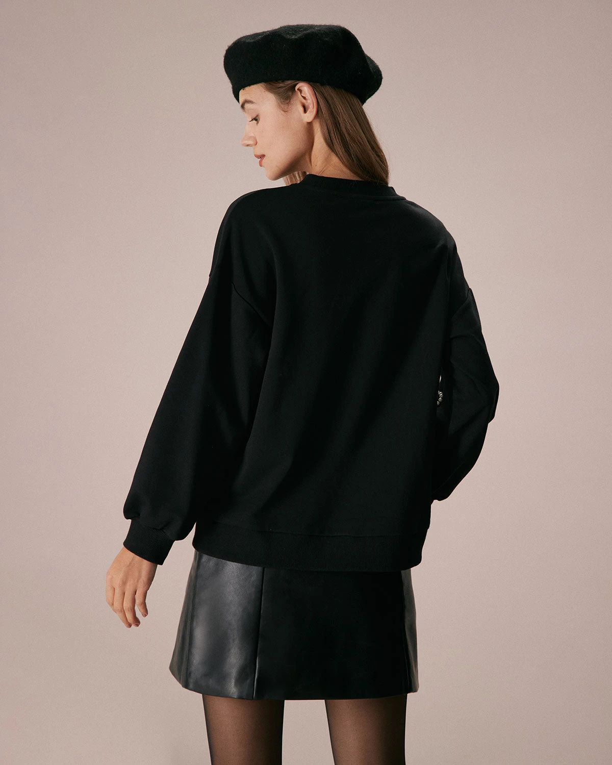 The Black Crew Neck Pearl Sweatshirt 6 The Black Crew Neck Pearl Sweatshirt - Image 6