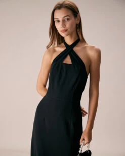 The Black Halter Criss Cross Front Midi Dress 9 The Black Halter Criss Cross Front Midi Dress -Outlet Dress Mix Up Store the black criss cross front halter midi dress dresses 3s9nk9