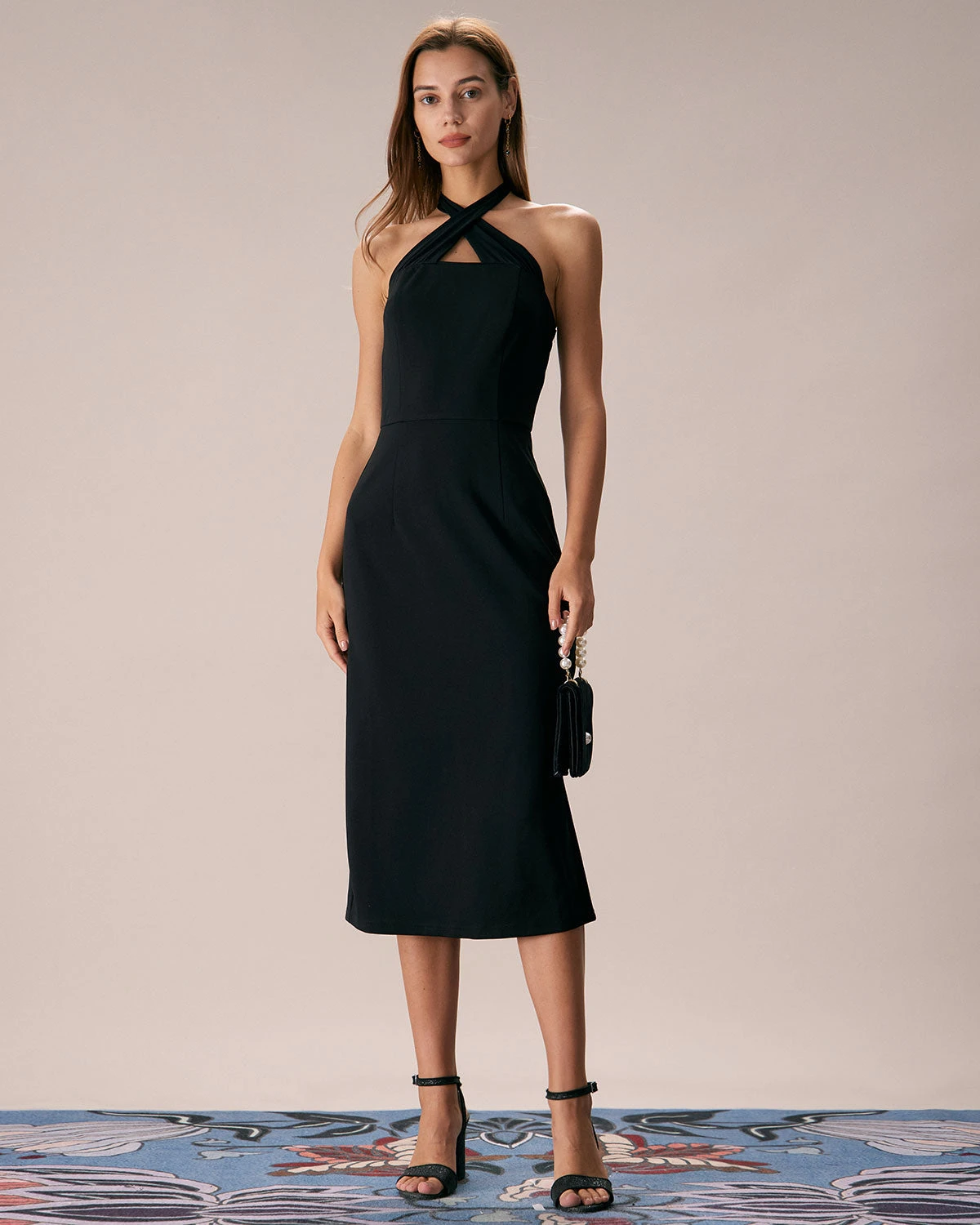 The Black Halter Criss Cross Front Midi Dress 5 The Black Halter Criss Cross Front Midi Dress - Image 5