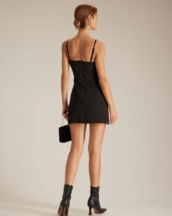 The Black V Neck Cutout Sleeveless Mini Dress -Outlet Dress Mix Up Store the black cut out mini dress dresses 6ksfe5