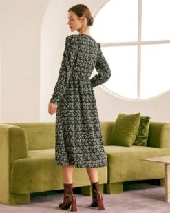 The Black Deep V Neck Floral Midi Dress 9 The Black Deep V Neck Floral Midi Dress -Outlet Dress Mix Up Store the black deep v neck floral midi dress dresses 6msgkw