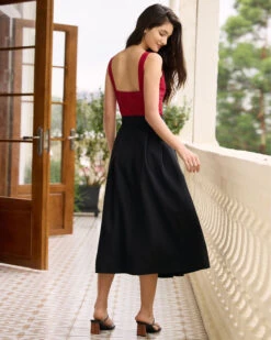 The Black High-waisted Double-breasted Midi Skirt -Outlet Dress Mix Up Store the black double breasted midi skirt bottoms w4qace
