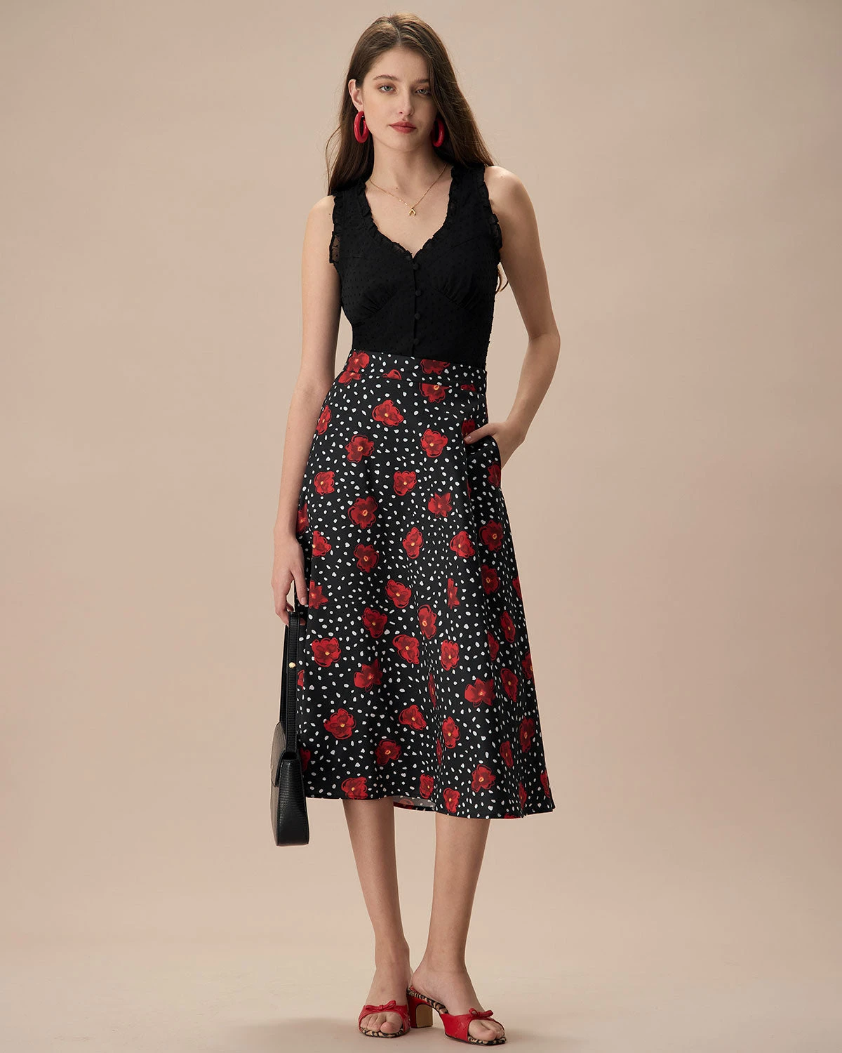 The Black V-Neck Frill Trim Tank Top 4 The Black V-Neck Frill Trim Tank Top - Image 4