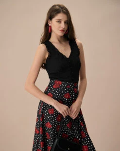 The Black V-Neck Frill Trim Tank Top 7 The Black V-Neck Frill Trim Tank Top -Outlet Dress Mix Up Store the black frill trim see through tank top tops vgjv8y