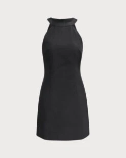 The Black Halter A-line Mini Dress -Outlet Dress Mix Up Store the black halter solid mini dress black dresses ronrps