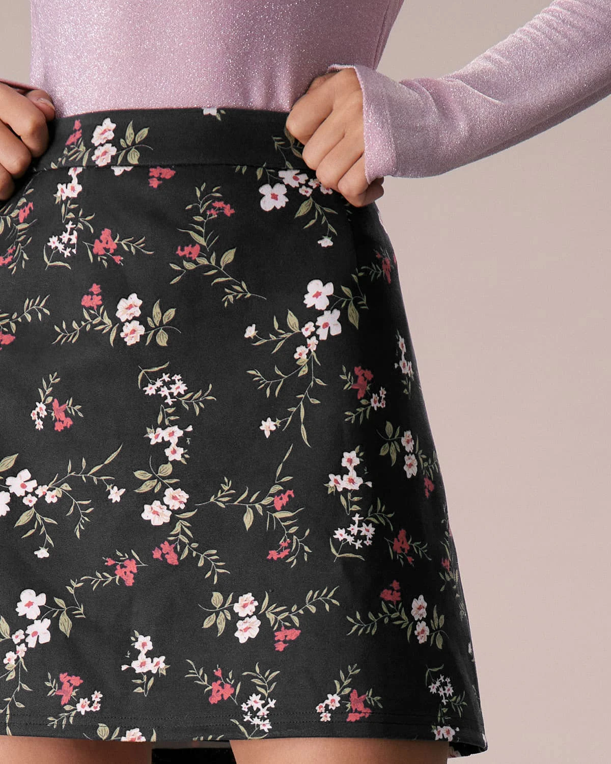 The Black High Waisted Floral Print Mini Skirt 3 The Black High Waisted Floral Print Mini Skirt - Image 3