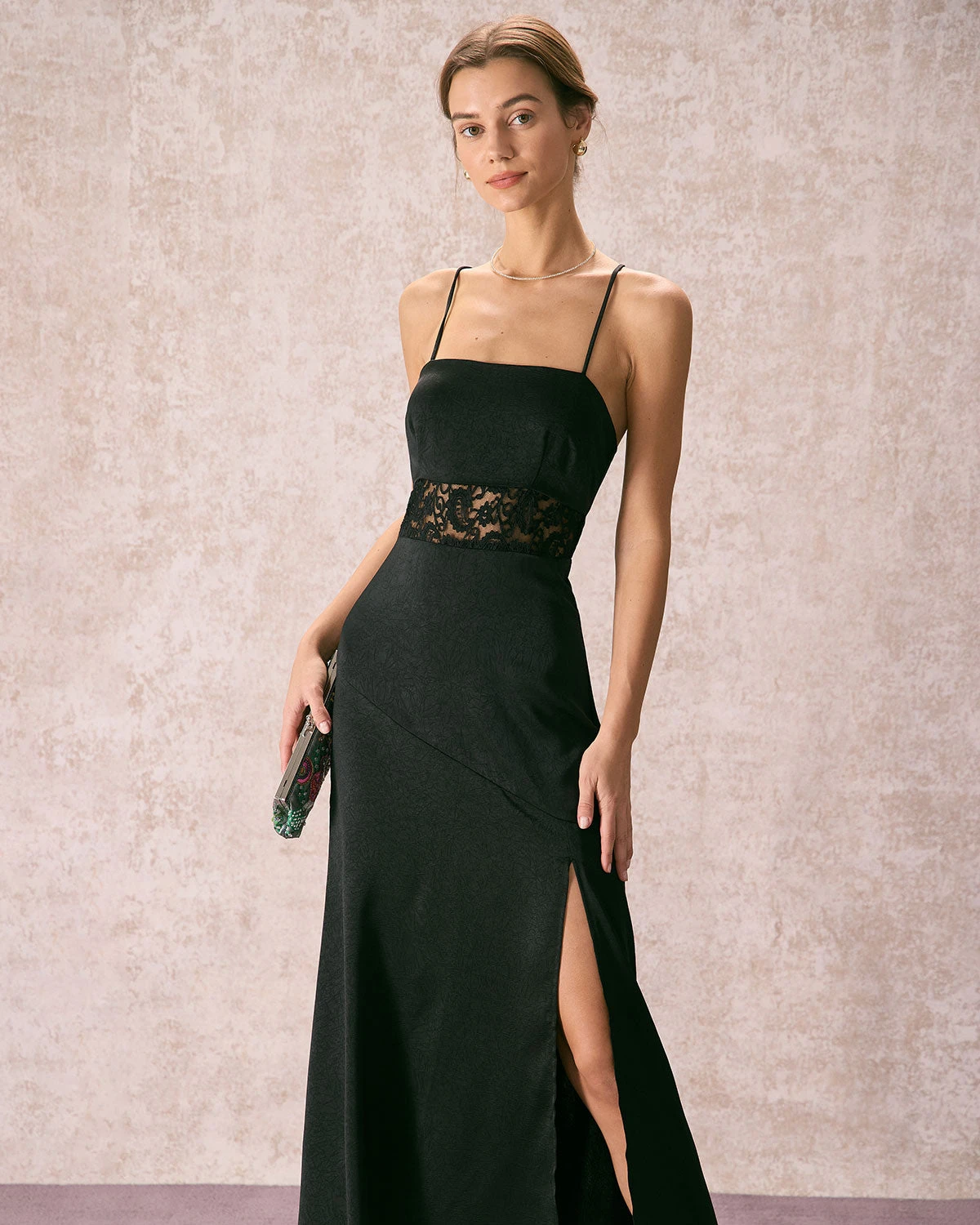 The Black Lace Criss Cross Back Maxi Dress 3 The Black Lace Criss Cross Back Maxi Dress - Image 3