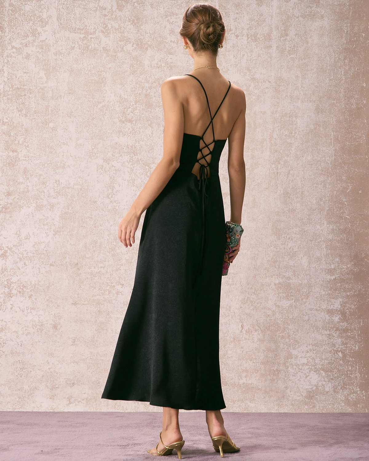 The Black Lace Criss Cross Back Maxi Dress 6 The Black Lace Criss Cross Back Maxi Dress - Image 6