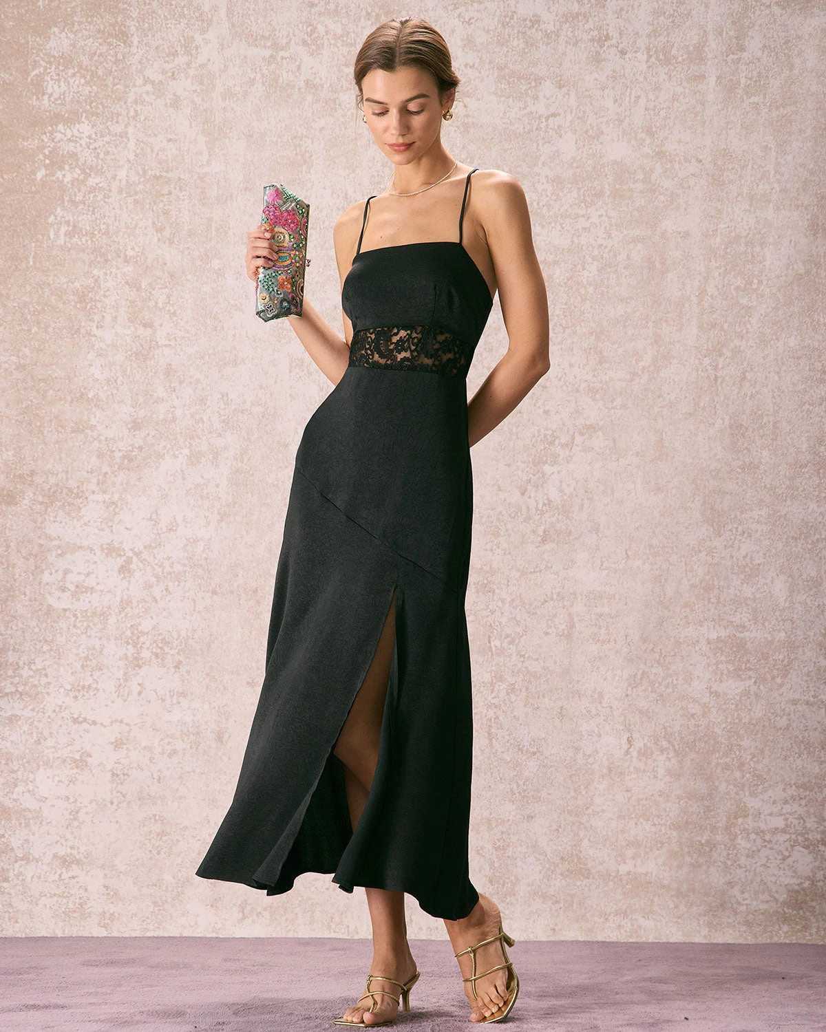 The Black Lace Criss Cross Back Maxi Dress 1 The Black Lace Criss Cross Back Maxi Dress