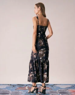 The Black Lace Trim Floral Mermaid Maxi Dress -Outlet Dress Mix Up Store the black lace floral mermaid maxi dress dresses v5qf6b