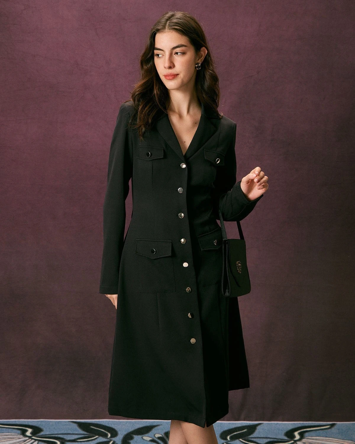The Black Lapel Button Up A Line Midi Dress 7 The Black Lapel Button Up A Line Midi Dress - Image 7