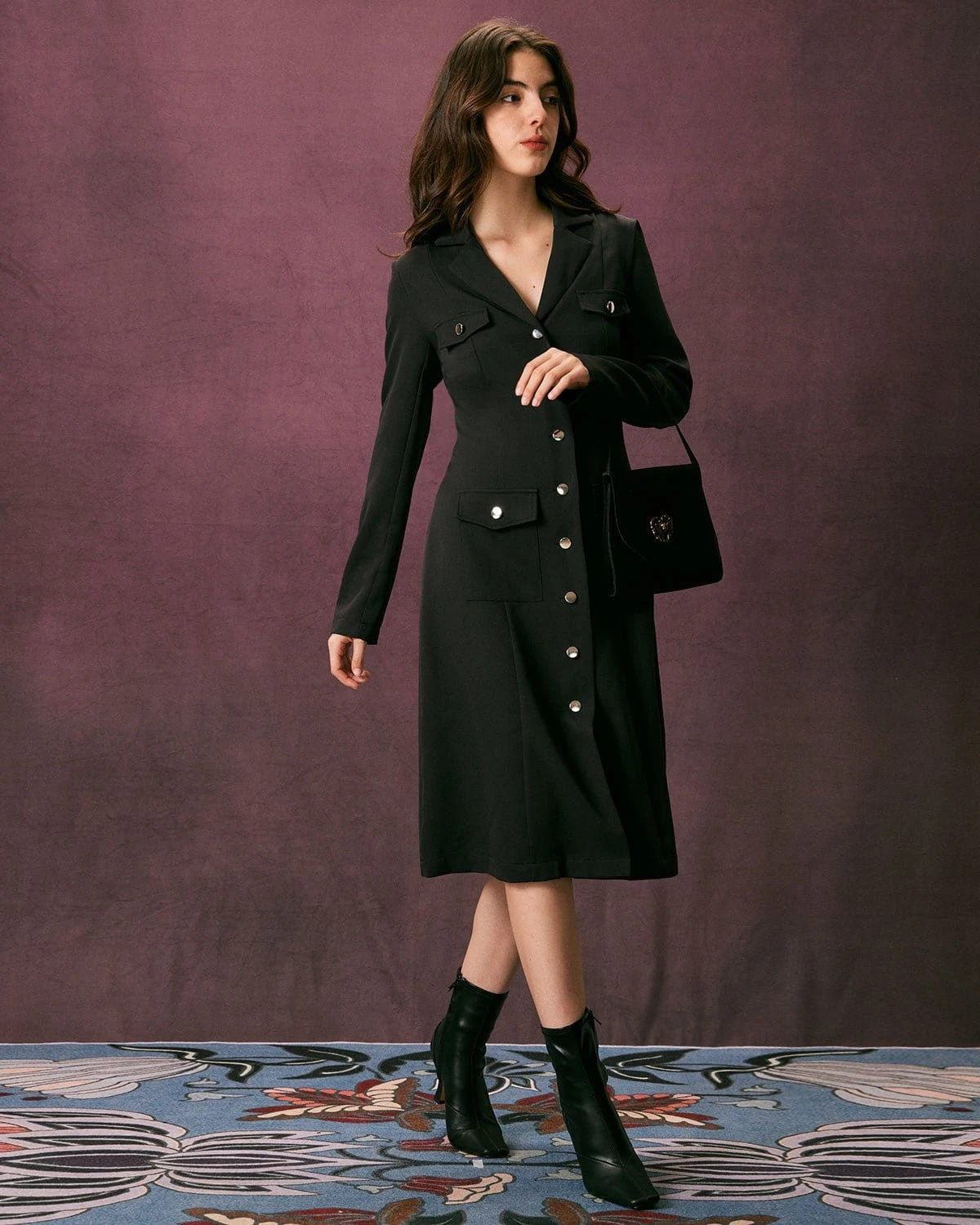 The Black Lapel Button Up A Line Midi Dress 5 The Black Lapel Button Up A Line Midi Dress - Image 5