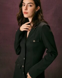 The Black Lapel Button Up A Line Midi Dress 9 The Black Lapel Button Up A Line Midi Dress -Outlet Dress Mix Up Store the black lapel button midi dress dresses hb1965 990691