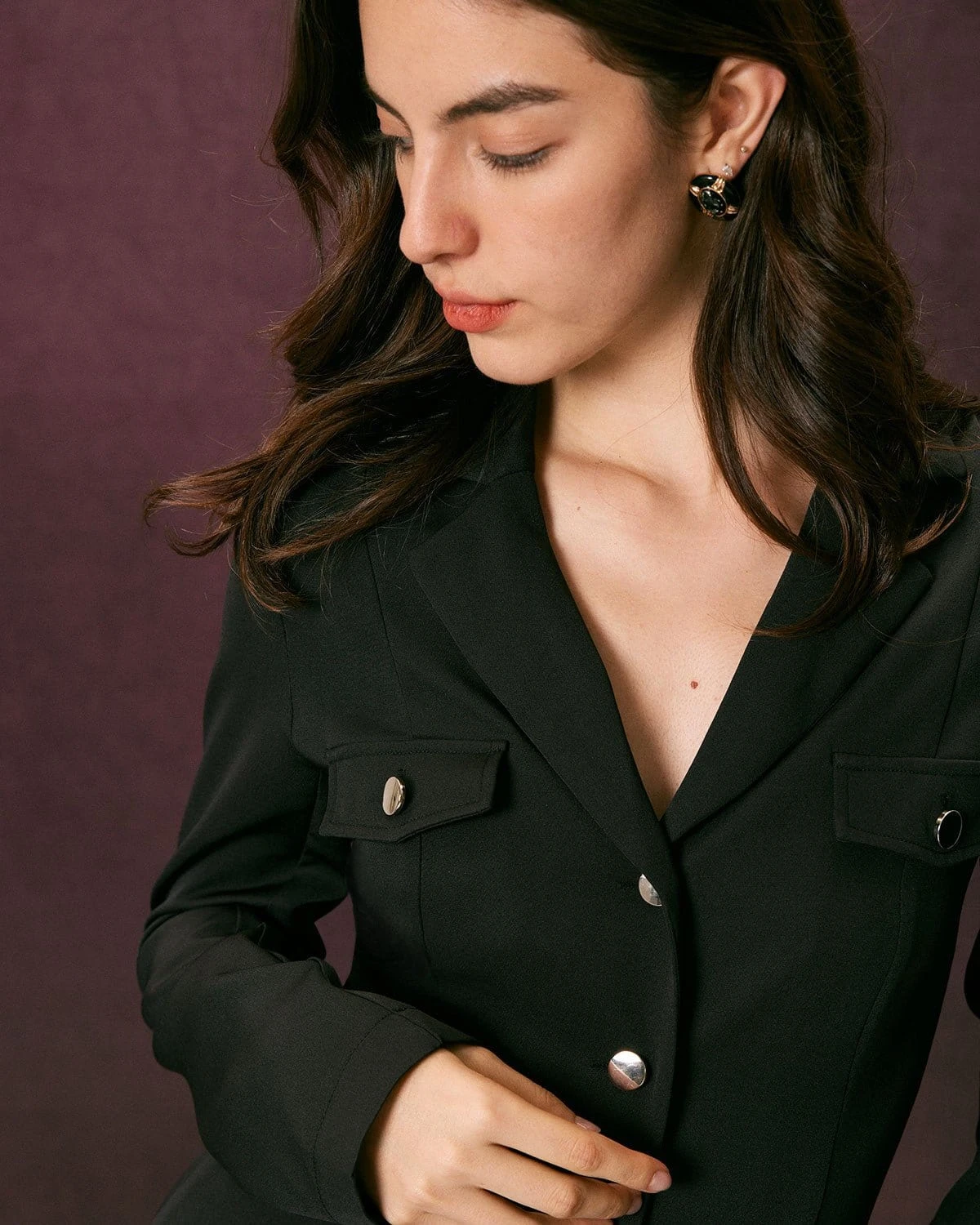 The Black Lapel Button Up A Line Midi Dress 2 The Black Lapel Button Up A Line Midi Dress - Image 2