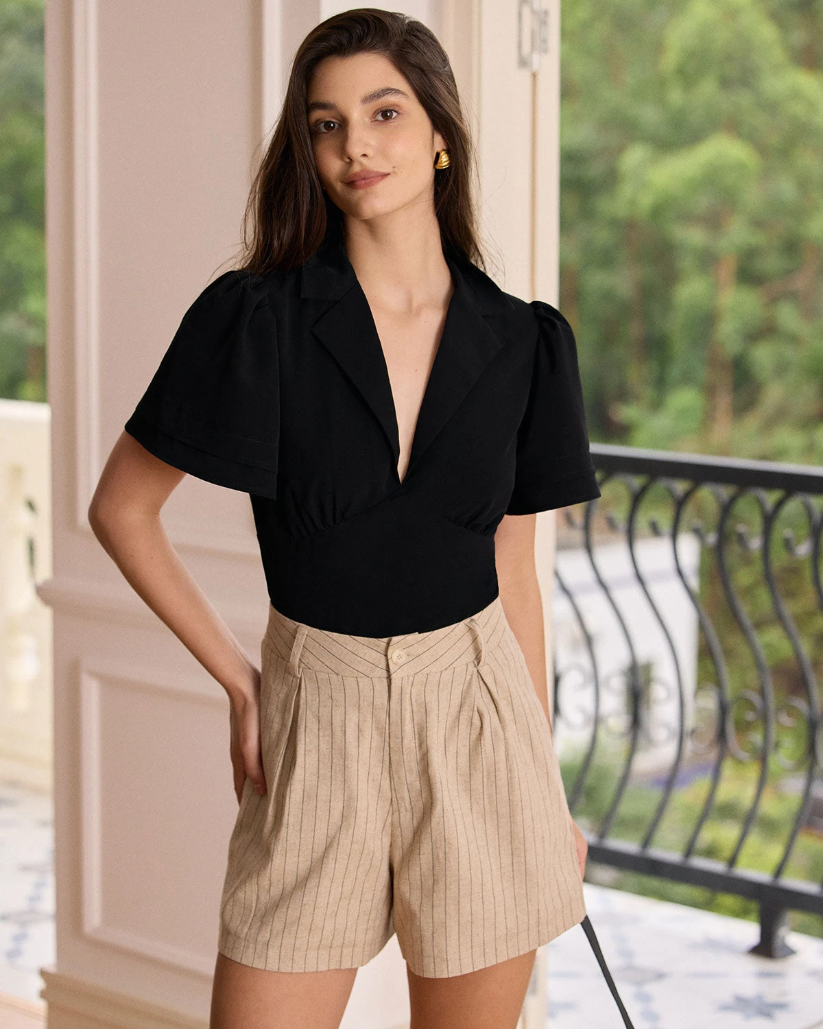 The Black Lapel Ruched Blouse 1 The Black Lapel Ruched Blouse