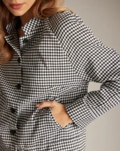 The Black Mock Neck Houndstooth Jacket -Outlet Dress Mix Up Store the black mock neck houndstooth jacket outerwear mxttrw