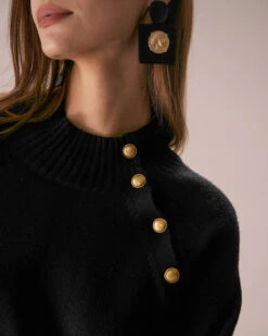 The Black Lantern Sleeve Sweater Mini Dress -Outlet Dress Mix Up Store the black mock neck lantern sleeve sweater dress dresses bzdye0