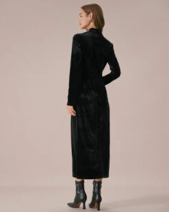 The Black Mock Neck Velvet Slit Maxi Dress -Outlet Dress Mix Up Store the black mock neck velvet dress dresses 7pfxkv