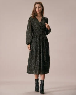 The Black V Neck Shirred Overlapping Midi Dress 7 The Black V Neck Shirred Overlapping Midi Dress -Outlet Dress Mix Up Store the black overlapping v neck dress dresses 6mykpm