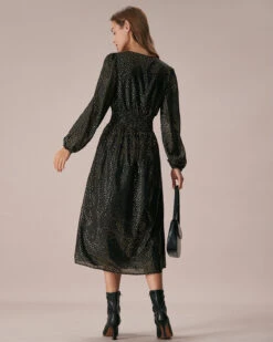 The Black V Neck Shirred Overlapping Midi Dress 9 The Black V Neck Shirred Overlapping Midi Dress -Outlet Dress Mix Up Store the black overlapping v neck dress dresses oqxijy