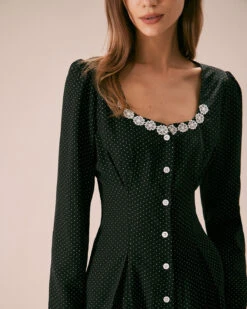 The Black U Neck Polka Dot Lace Midi Dress -Outlet Dress Mix Up Store the black polka dot lace midi dress dresses fnni9j