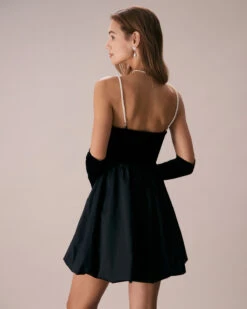 The Black Removable Straps Velvet Mini Dress -Outlet Dress Mix Up Store the black removable straps velvet mini dress dresses od60aj