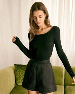 The Black Round Neck Crossover Back Tee