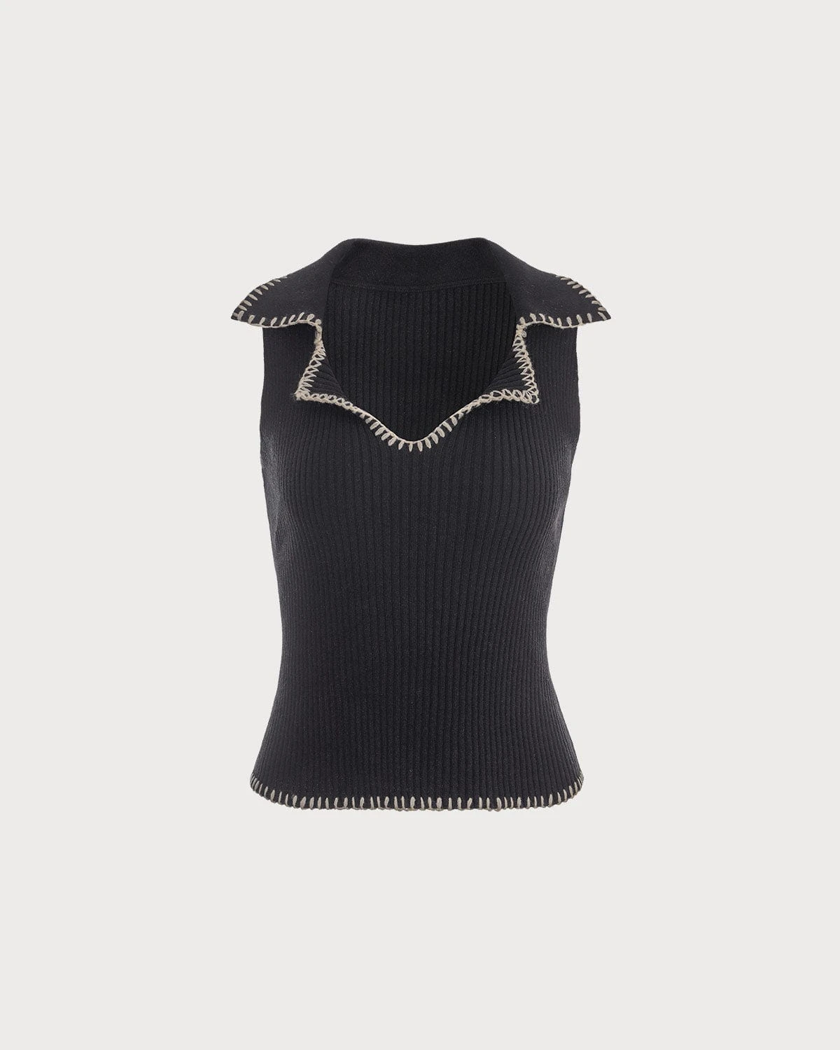 The Black V Neck Seam Colorblock Ribbed Tank Top 6 The Black V Neck Seam Colorblock Ribbed Tank Top - Image 6