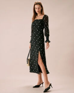 The Black Square Neck Floral Maxi Dress -Outlet Dress Mix Up Store the black square neck floral maxi dress dresses bhzmib