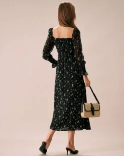 The Black Square Neck Floral Maxi Dress -Outlet Dress Mix Up Store the black square neck floral maxi dress dresses gdurv1