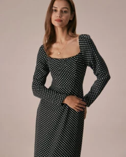 The Black Square Neck Polka Dot Maxi Dress 7 The Black Square Neck Polka Dot Maxi Dress -Outlet Dress Mix Up Store the black square neck polka dot maxi dress dresses 6y2fze