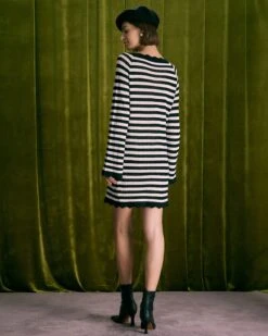The Black Striped Flare Sleeve Mini Dress -Outlet Dress Mix Up Store the black striped flare sleeve mini dress dresses olmnc6