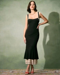 The Black Sweetheart Neck Bodycon Slip Maxi Dress -Outlet Dress Mix Up Store the black sweetheart neck trumpet dress dresses 8zj8py