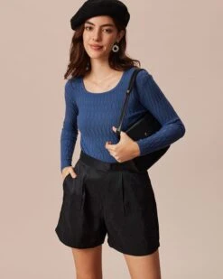 The Black High Waisted Textured Shorts -Outlet Dress Mix Up Store the black textured shorts bottoms 95gsdd 705668