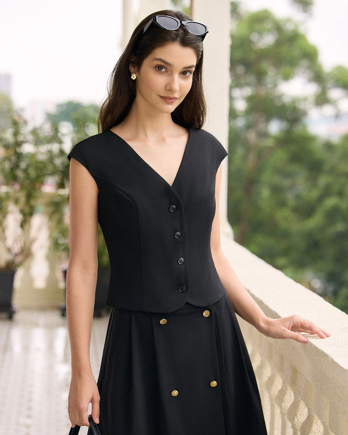 The Black V Neck Cap Sleeve Blouse 1 The Black V Neck Cap Sleeve Blouse