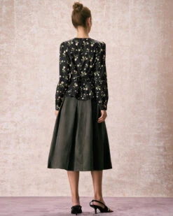 The Black V Neck Floral Long Sleeve Shirt -Outlet Dress Mix Up Store the black v neck floral button shirt tops 3dumsw