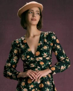 The Black V Neck Floral Pleated Mini Dress -Outlet Dress Mix Up Store the black v neck floral pleated mini dress dresses s6oqdt