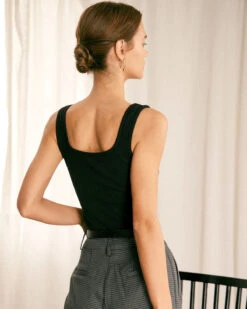 The Black V Neck Ribbed Knit Tank Top -Outlet Dress Mix Up Store the black v neck knit tank top tops eobq0e