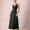 The Black V Neck Lace Jacquard Maxi Dress
