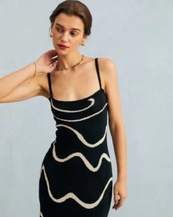 The Black Wave Mermaid Hem Knit Midi Dress -Outlet Dress Mix Up Store the black wave mermaid hem kint midi dress dresses 9wt4bc 189417